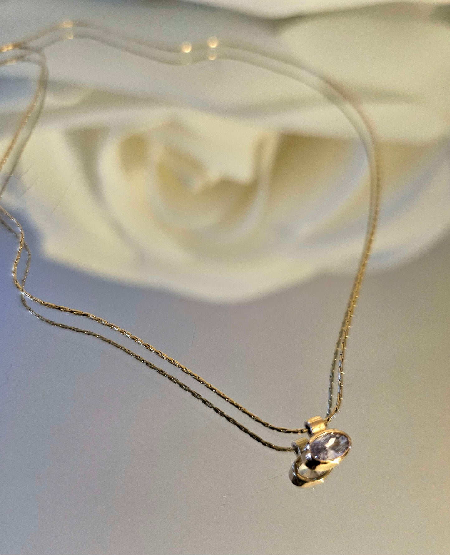 Gold plated necklace with small crystal stone