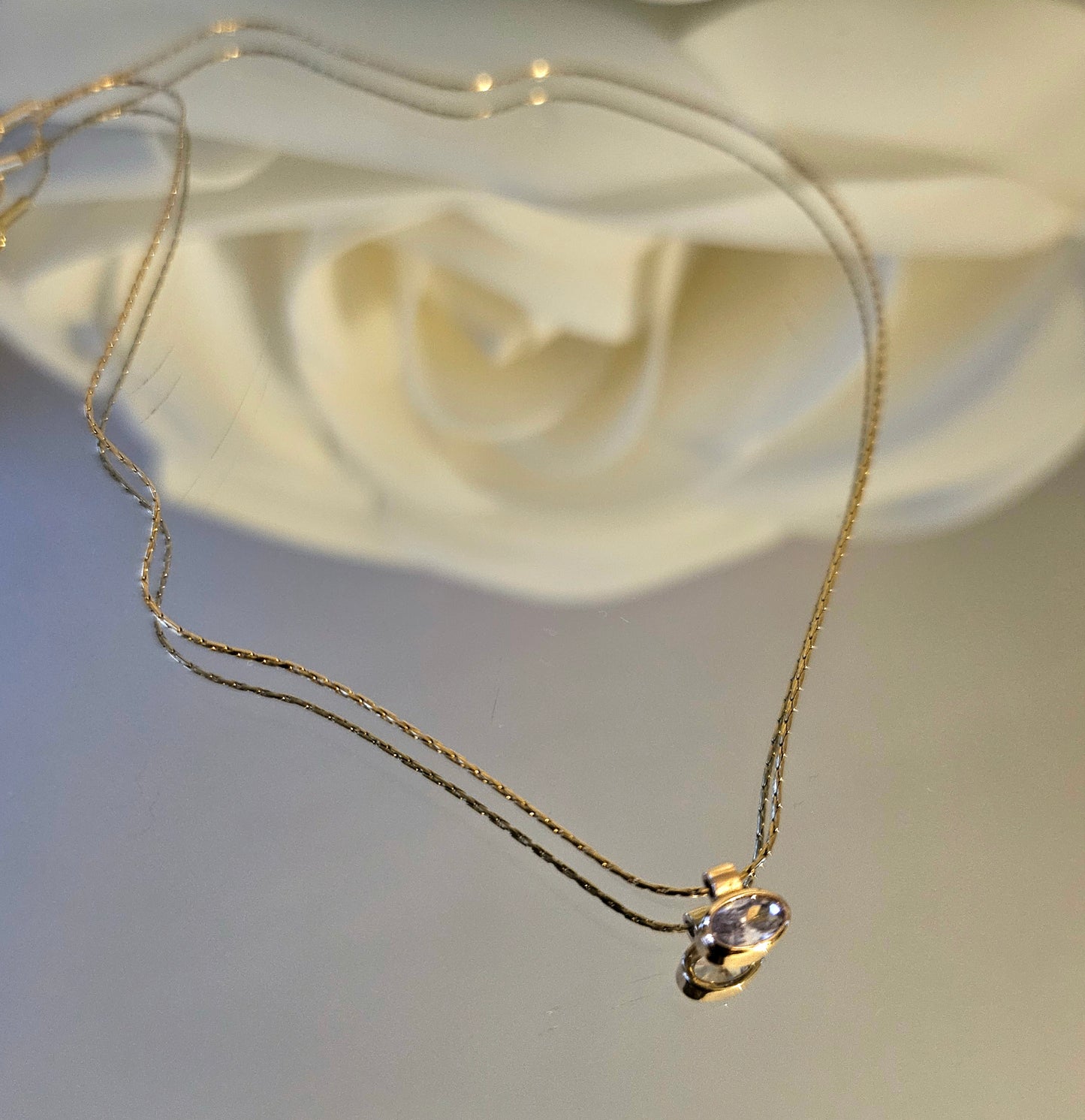 Gold plated necklace with small crystal stone