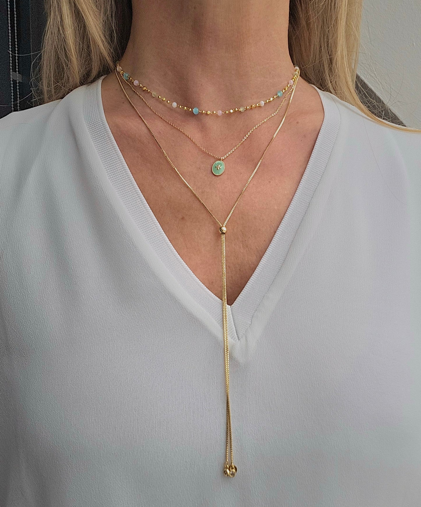 Collier PLURIEL or et vert