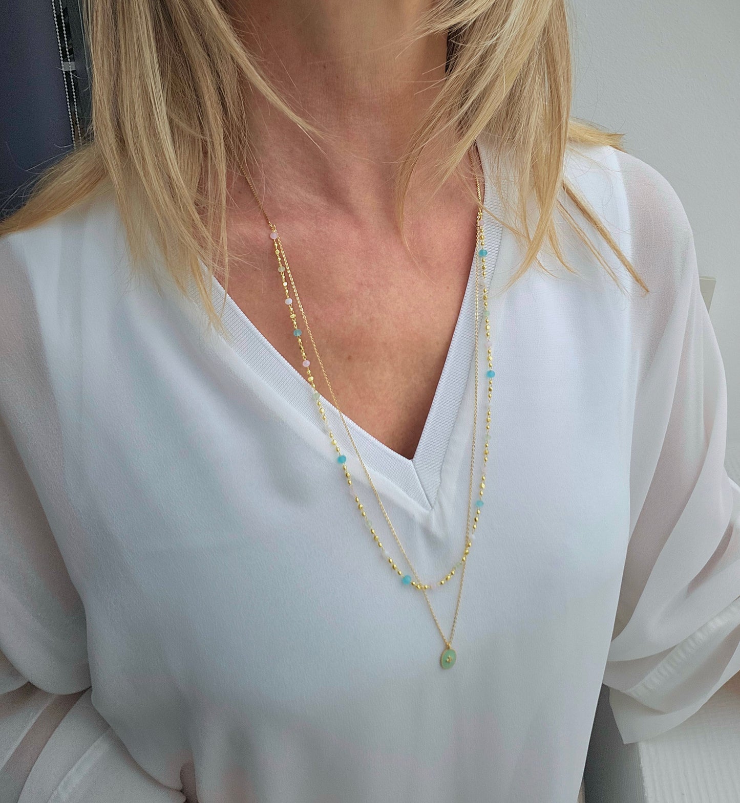 Collier PLURIEL or et vert