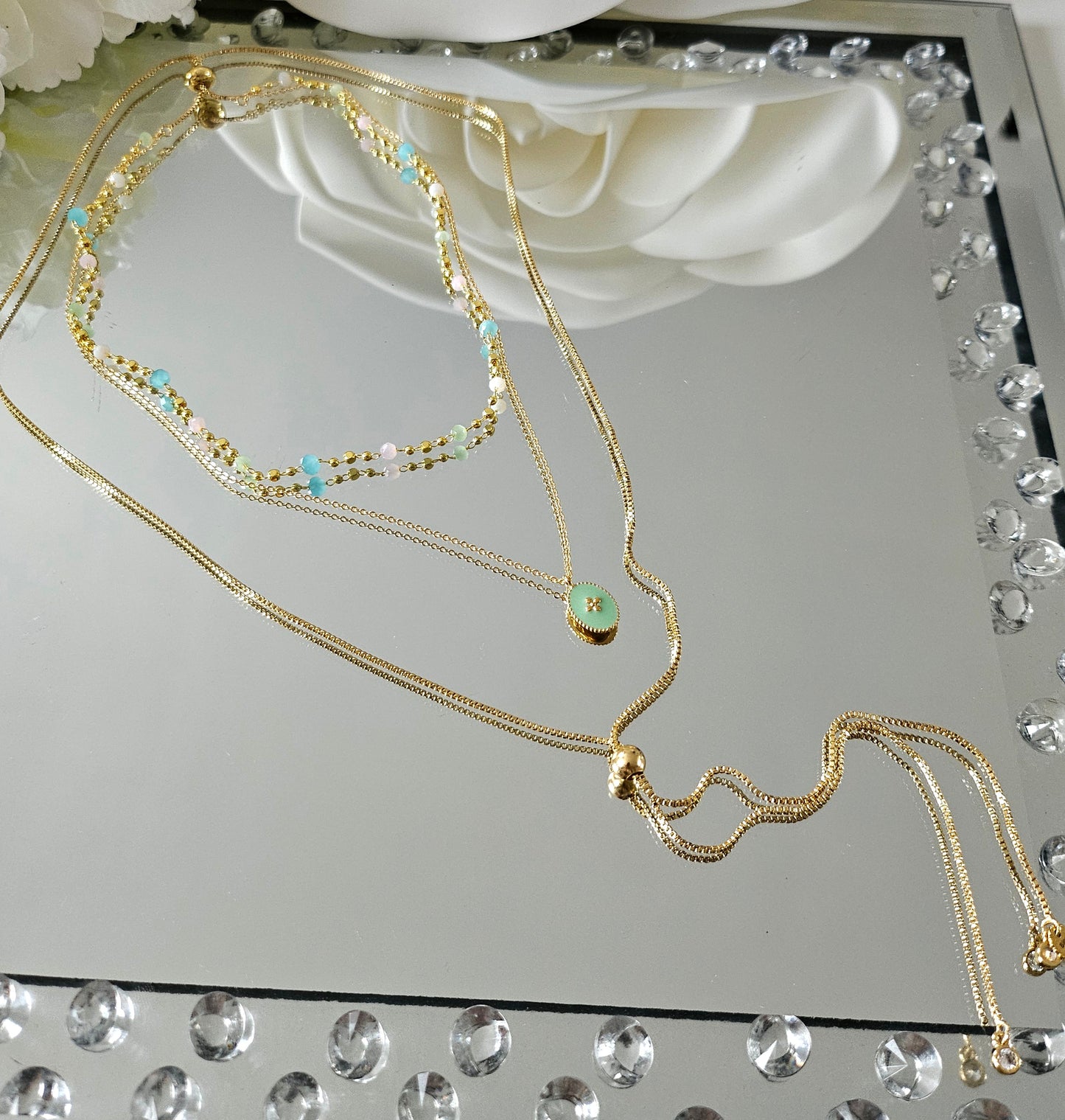 Collier PLURIEL or et vert