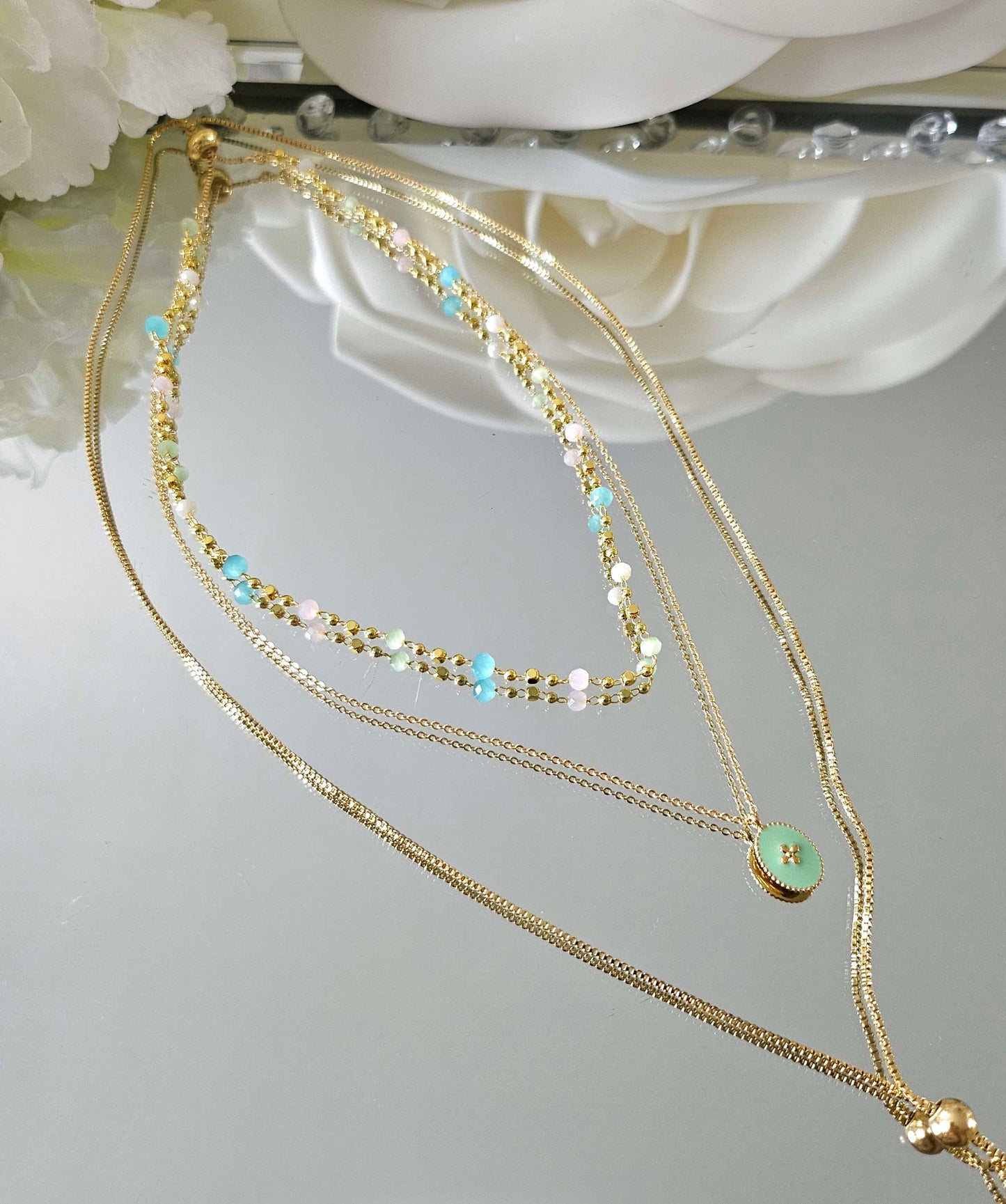 Collier PLURIEL or et vert