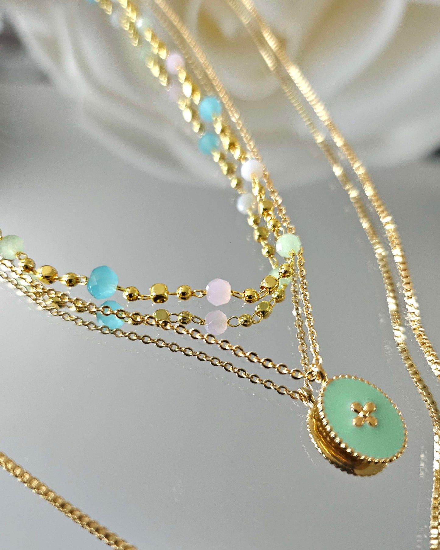 Collier PLURIEL or et vert