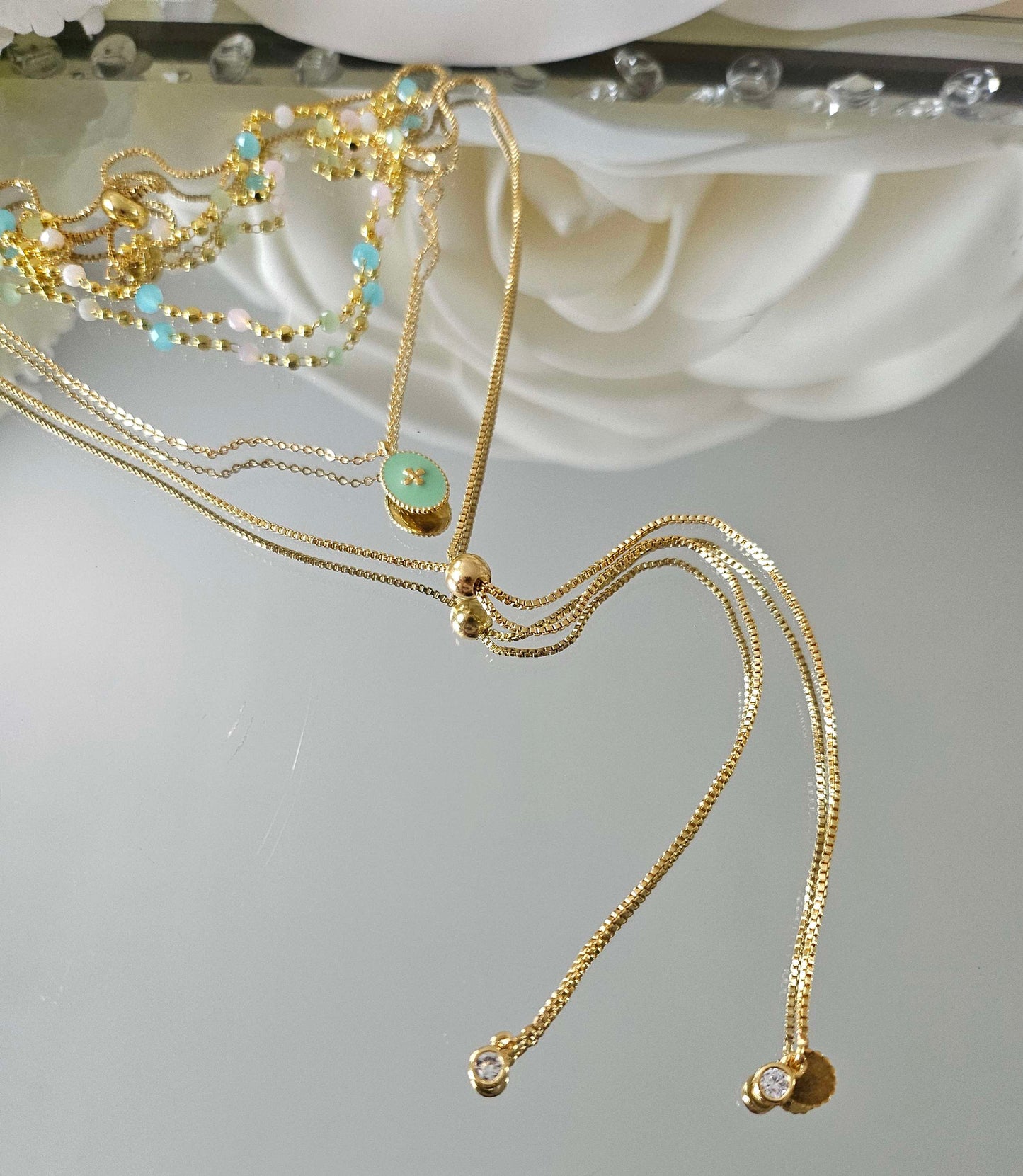 Collier PLURIEL or et vert