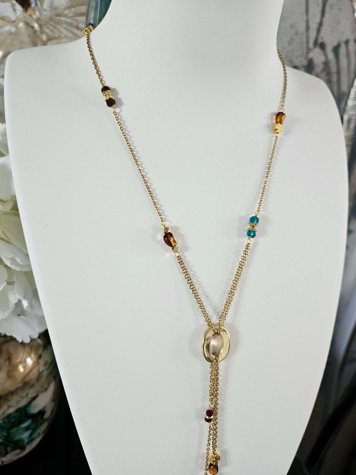 Gold plated steel fanie necklace