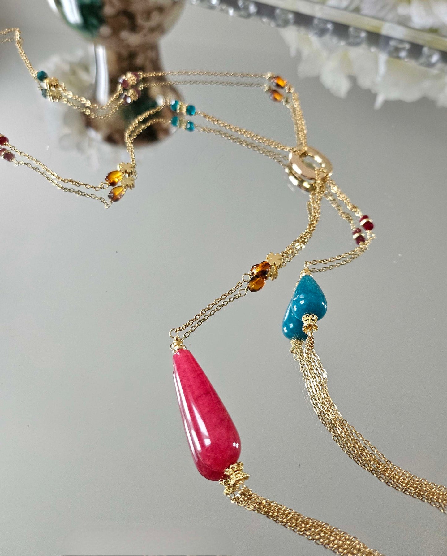 Gold plated steel fanie necklace