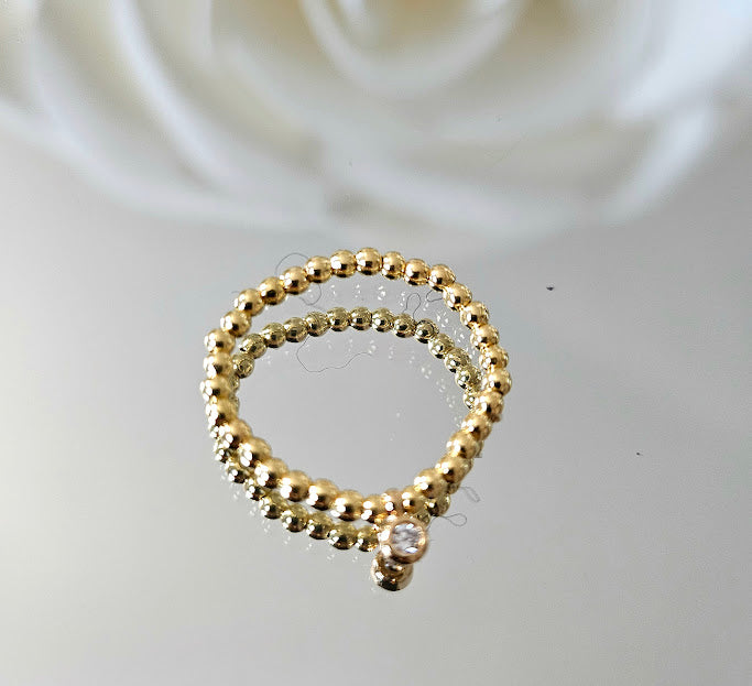 Elegant gold plated silver ring with pearls and rhinestones | EPONI