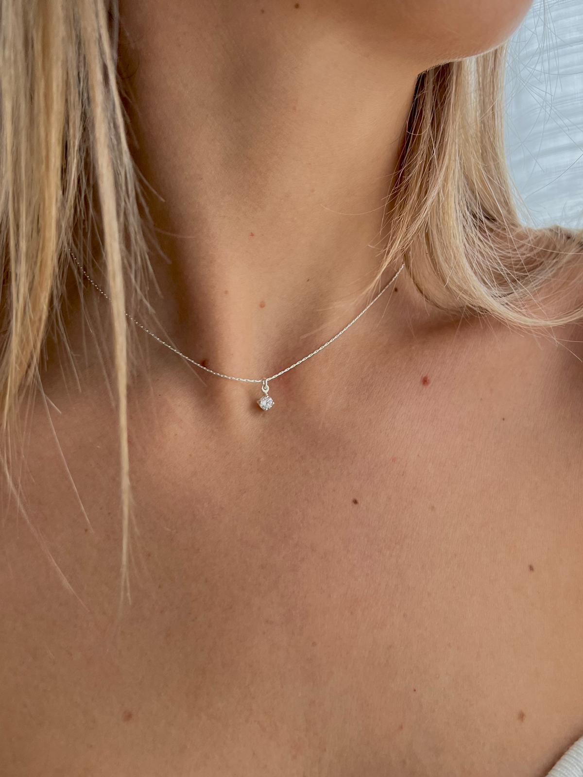 Gold plated necklace with small crystal stone