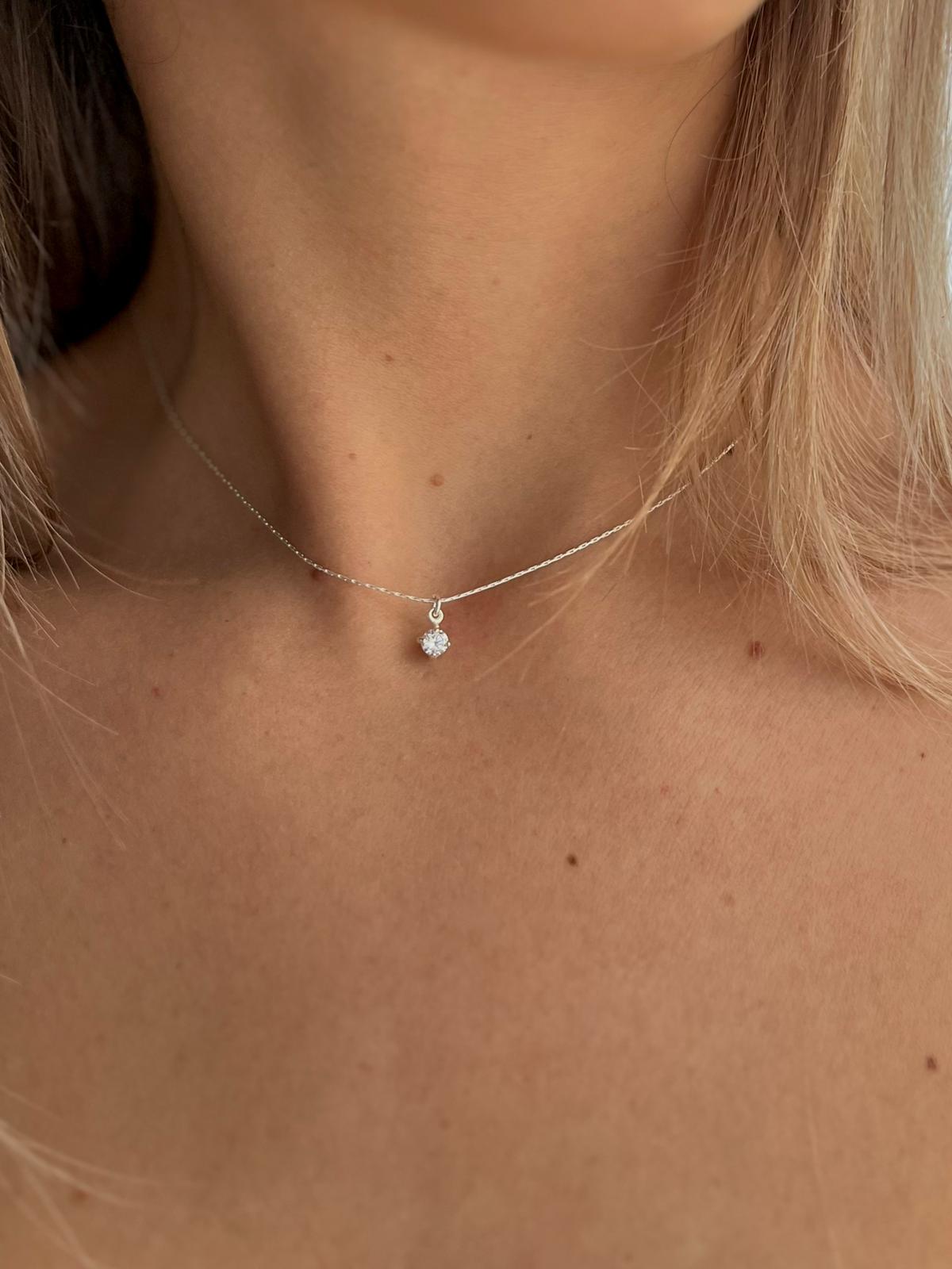 Gold plated necklace with small crystal stone