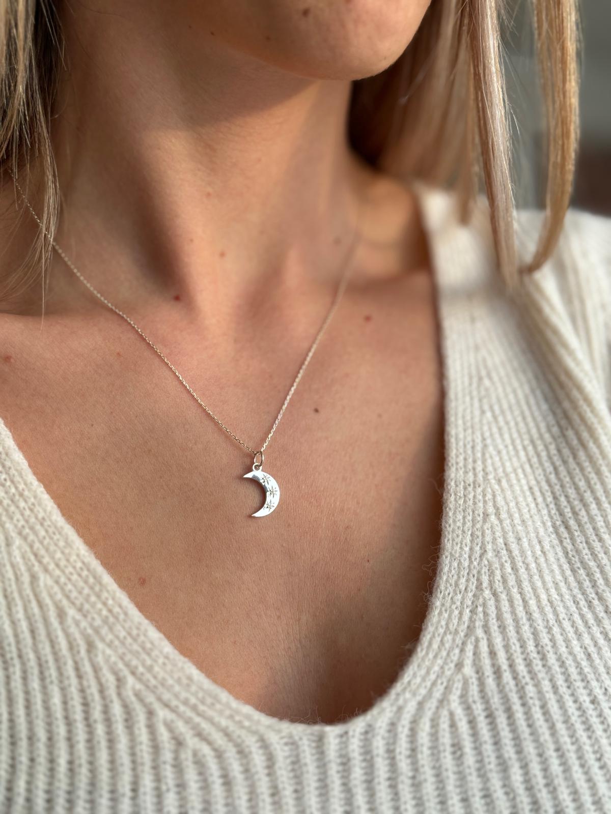 925 Silver Crescent Moon Necklace