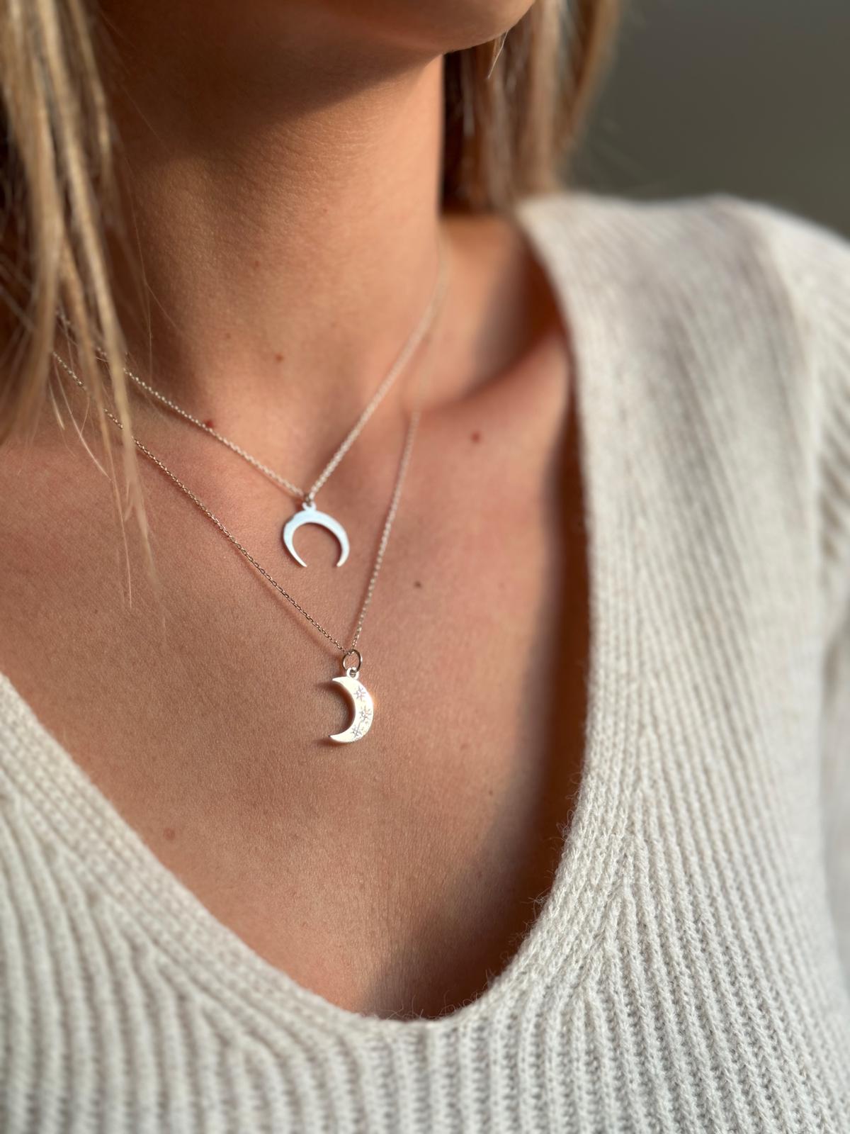 925 Silver Crescent Moon Necklace