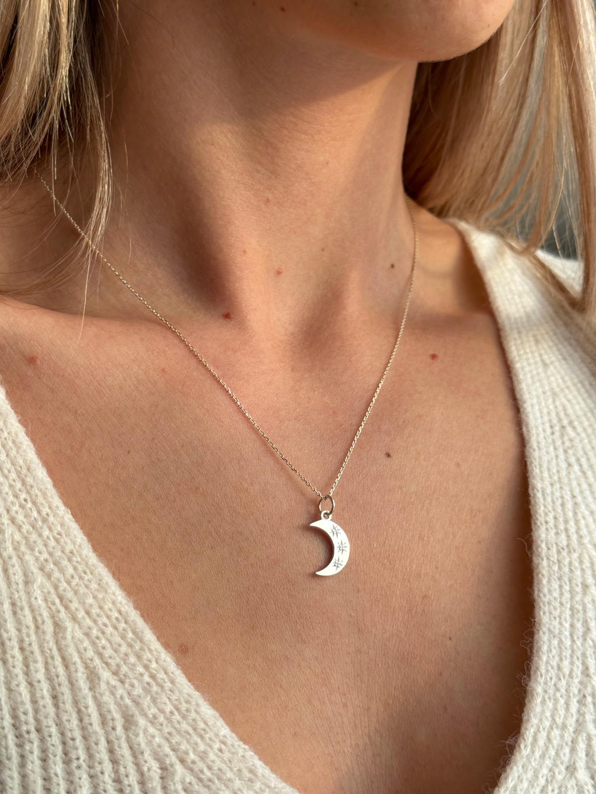 925 Silver Crescent Moon Necklace