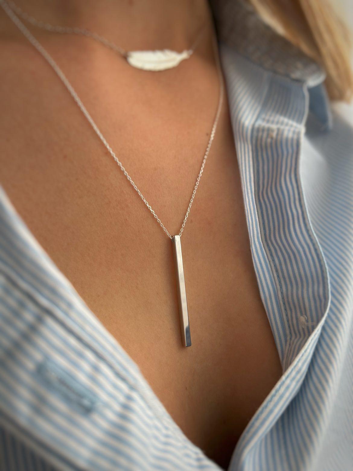 925 Silver Bar Necklace