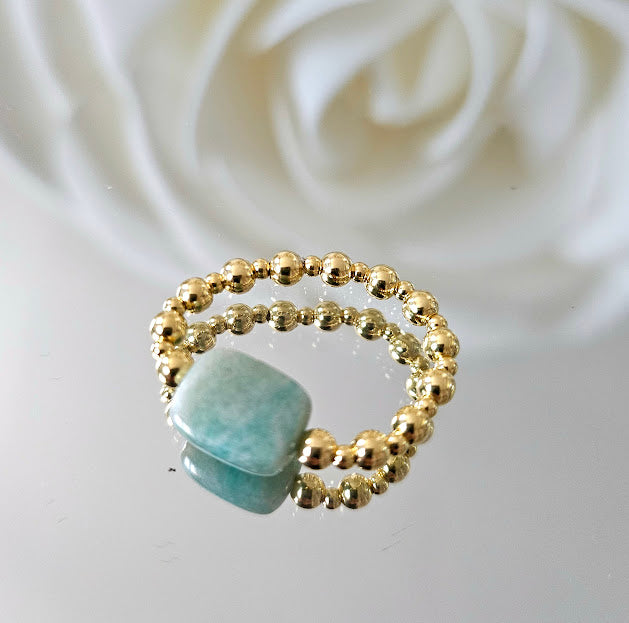 Gold plated silver ring with fine stone | OFELI