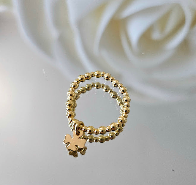 Silver ring with pearls and lucky clover | MALI