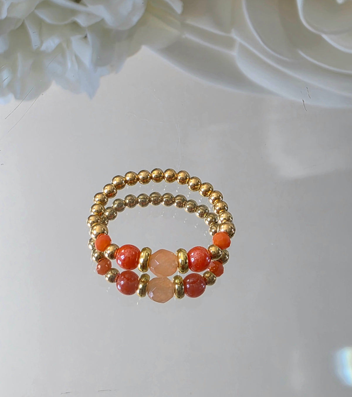 Gold plated silver ring with fine stone | OFELI