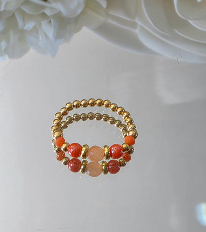 Gold plated silver ring with fine stone | OFELI
