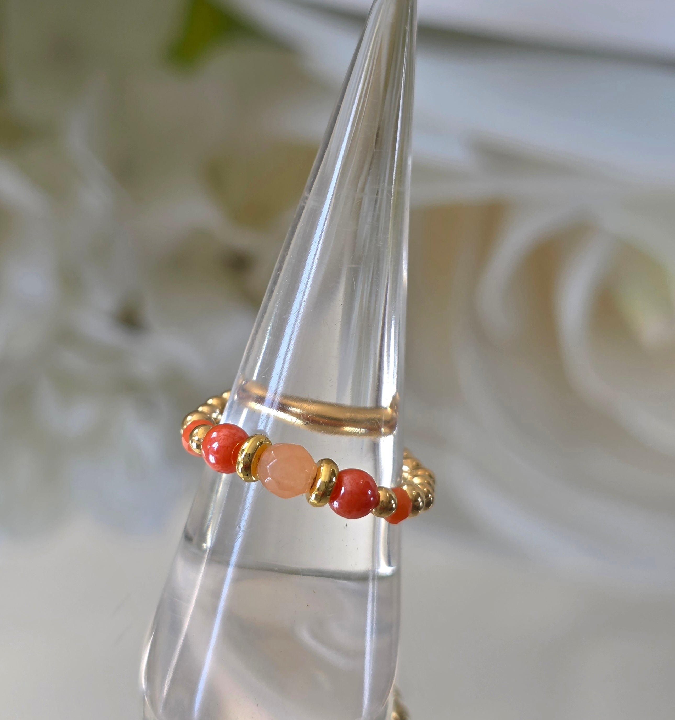 Gold plated silver ring with fine stone | OFELI