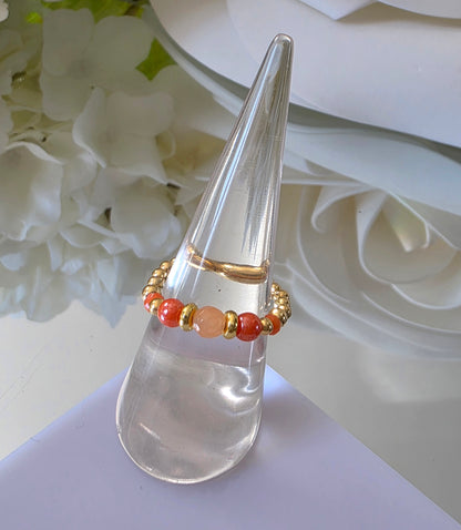Gold plated silver ring with fine stone | OFELI