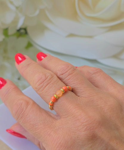 Gold plated silver ring with fine stone | OFELI