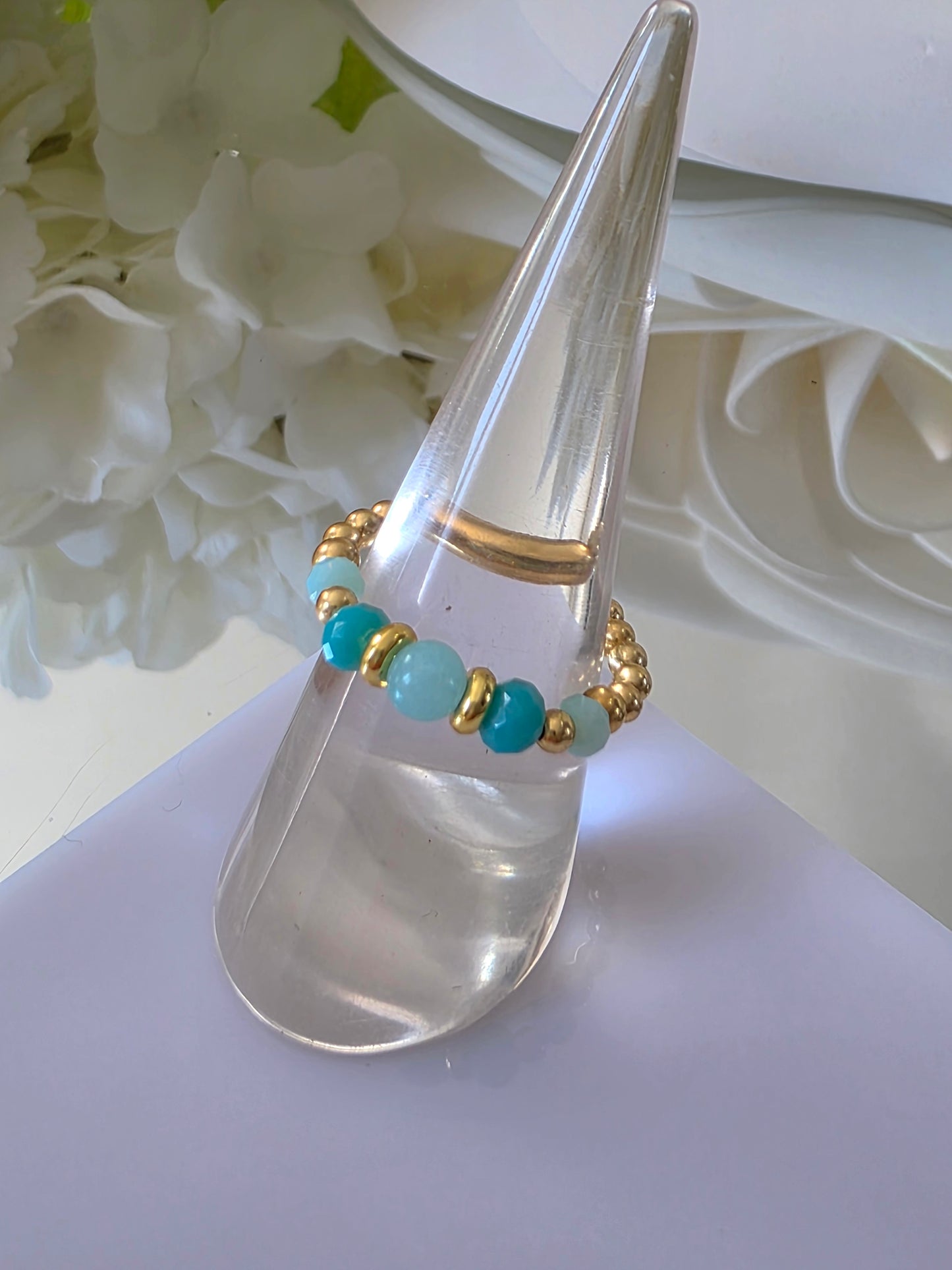 Gold plated silver ring with fine stone | OFELI