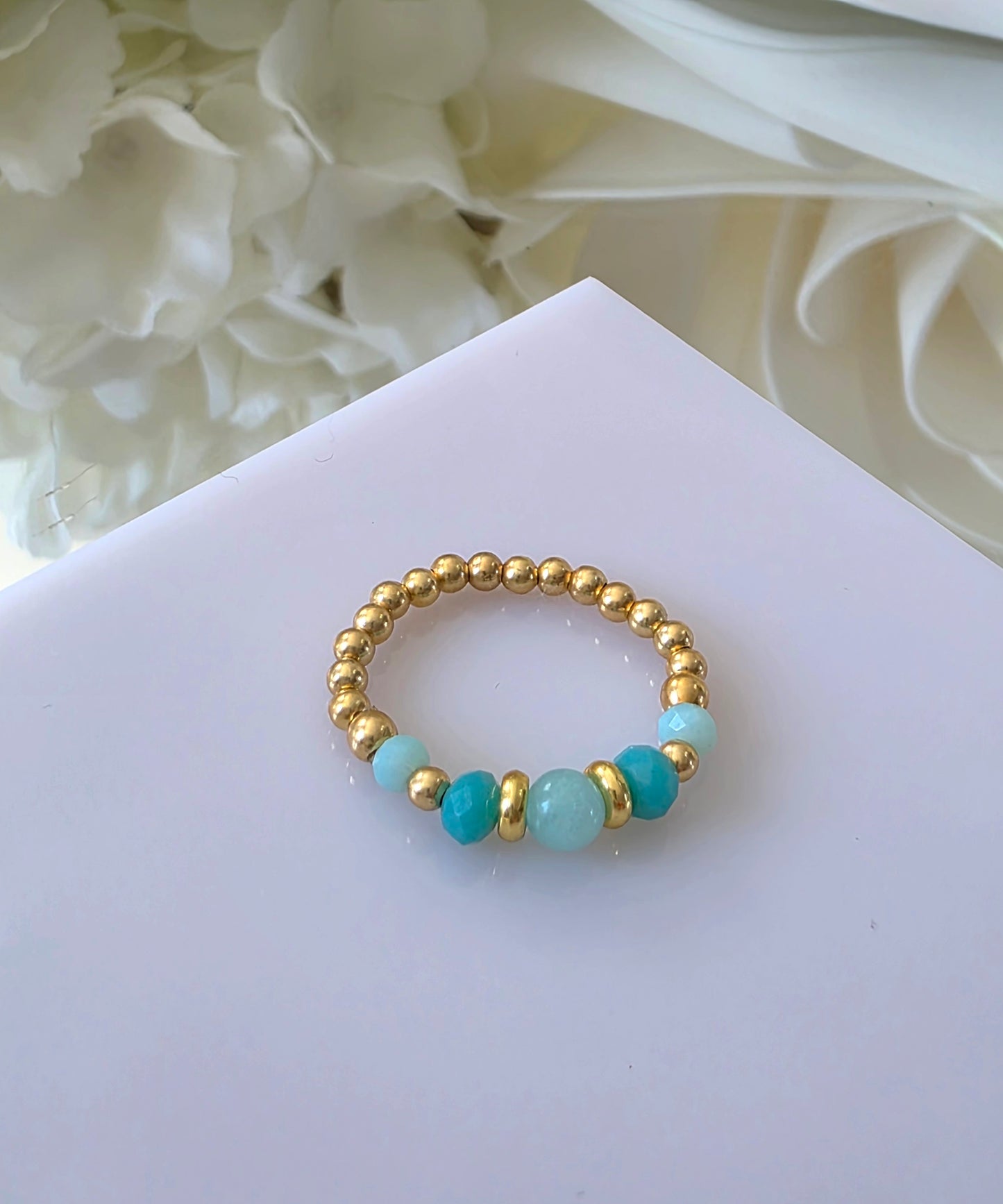 Gold plated silver ring with fine stone | OFELI