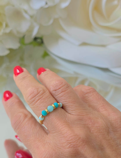 Gold plated silver ring with fine stone | OFELI