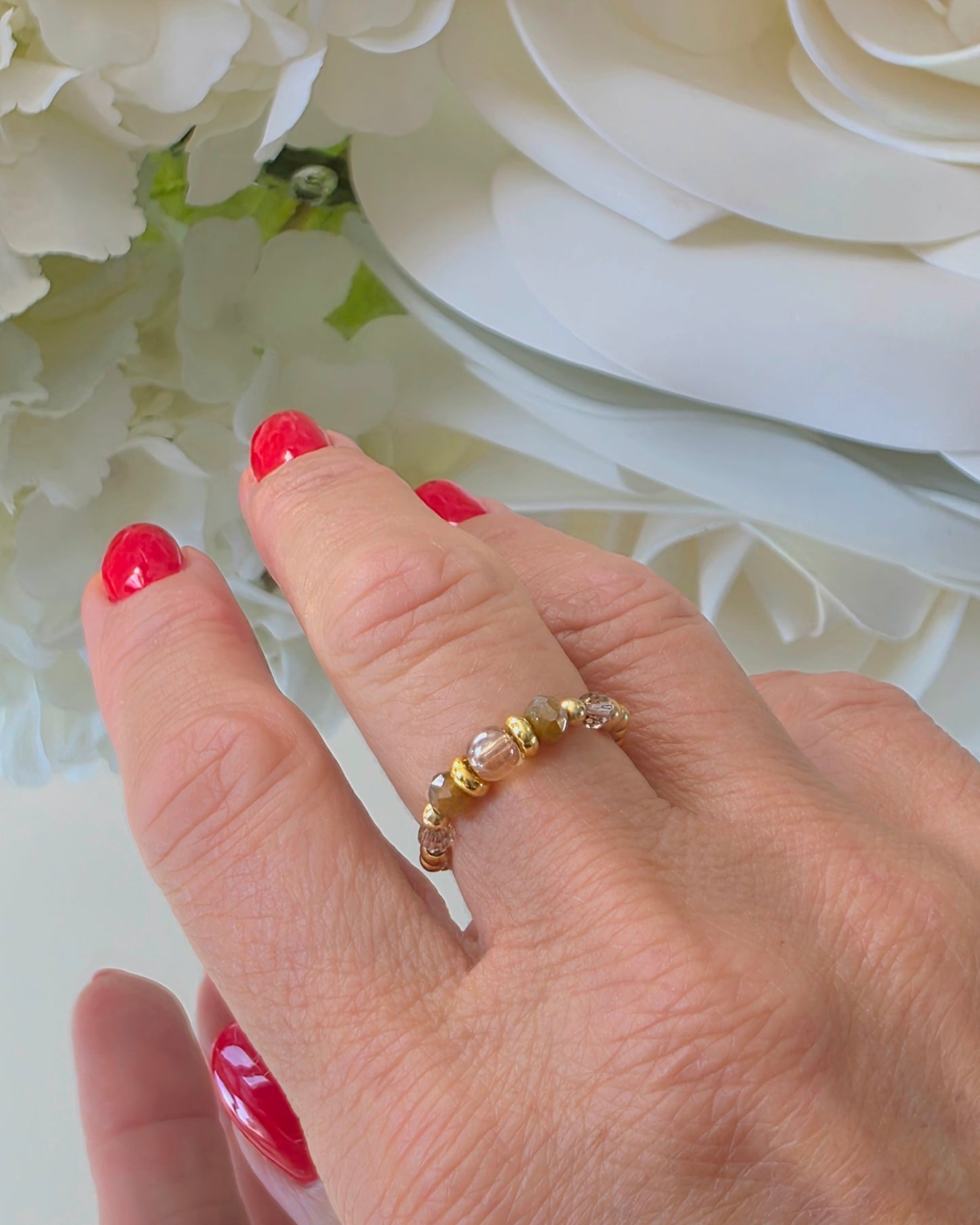 Gold plated silver ring with fine stone | OFELI