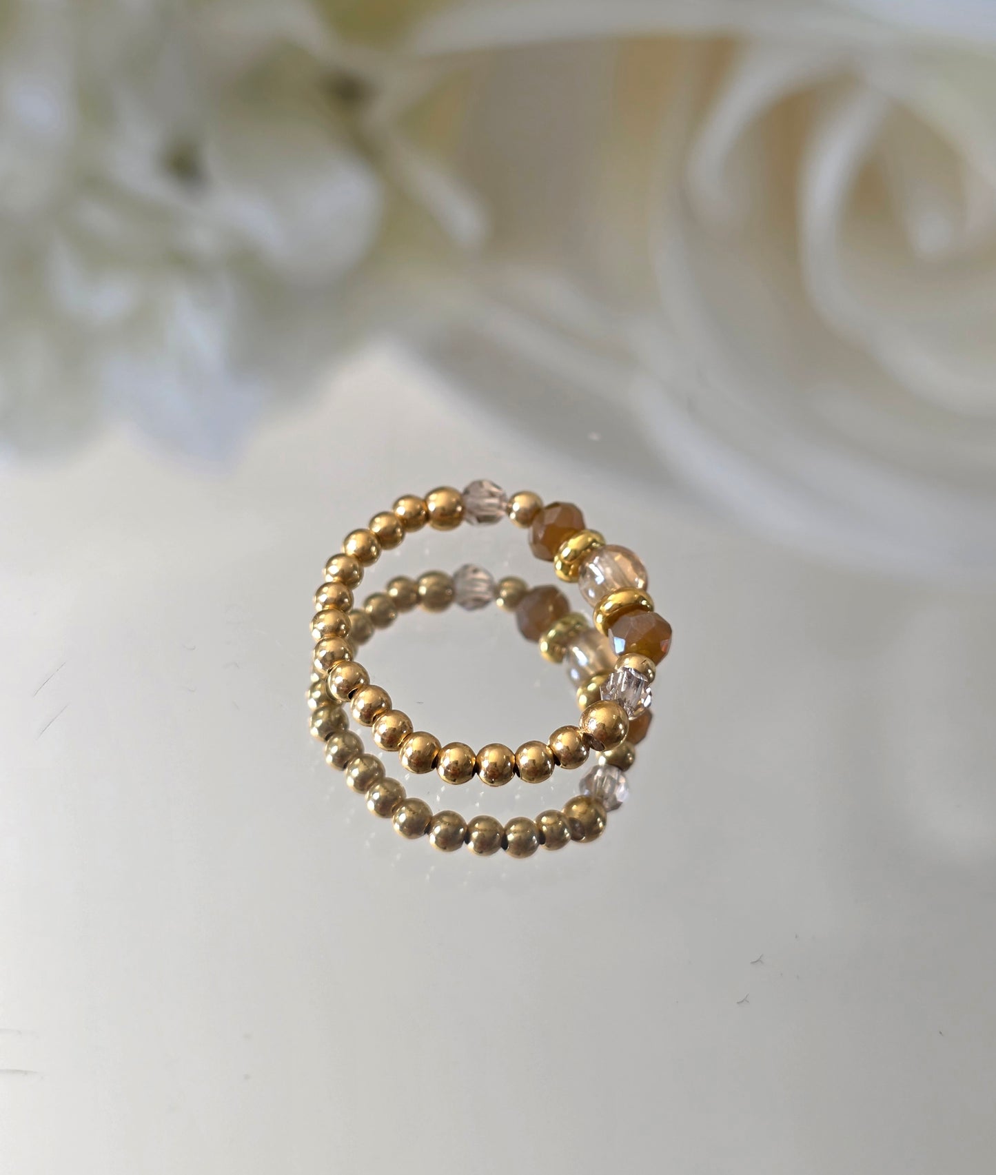 Gold plated silver ring with fine stone | OFELI