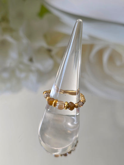 Gold plated silver ring with fine stone | OFELI