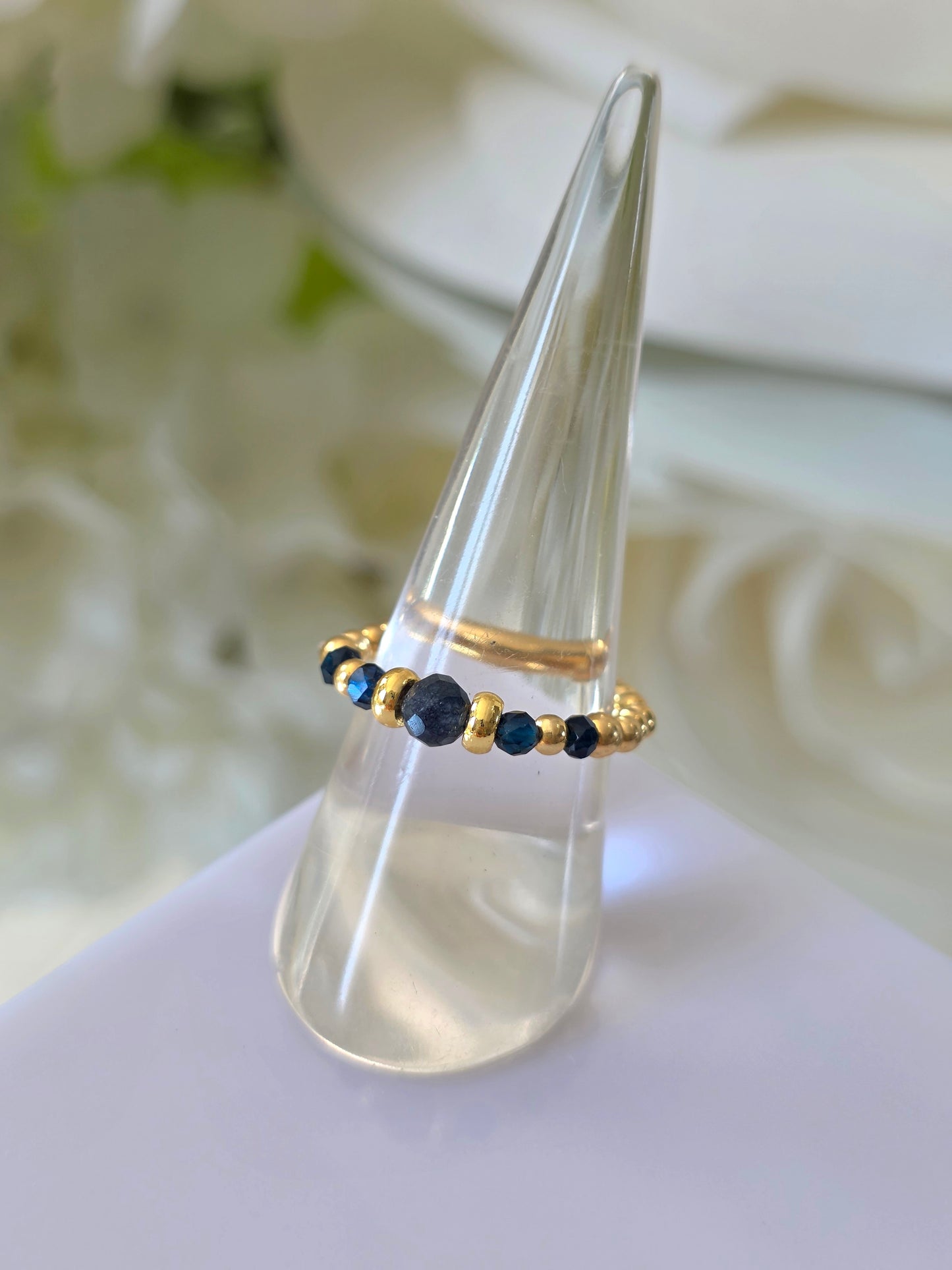 Gold plated silver ring with fine stone | OFELI