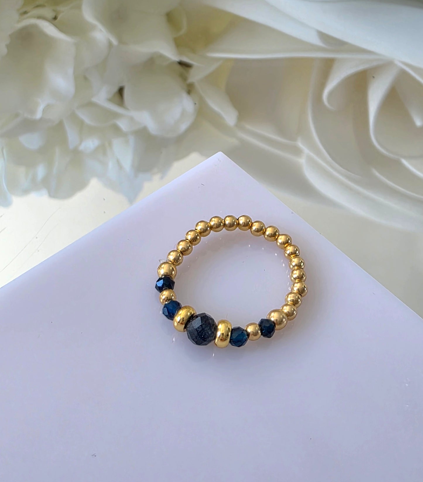 Gold plated silver ring with fine stone | OFELI