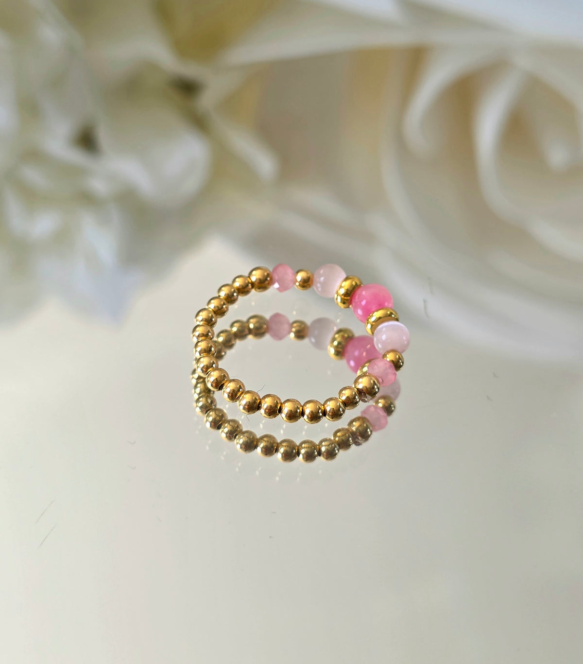 Gold plated silver ring with fine stone | OFELI