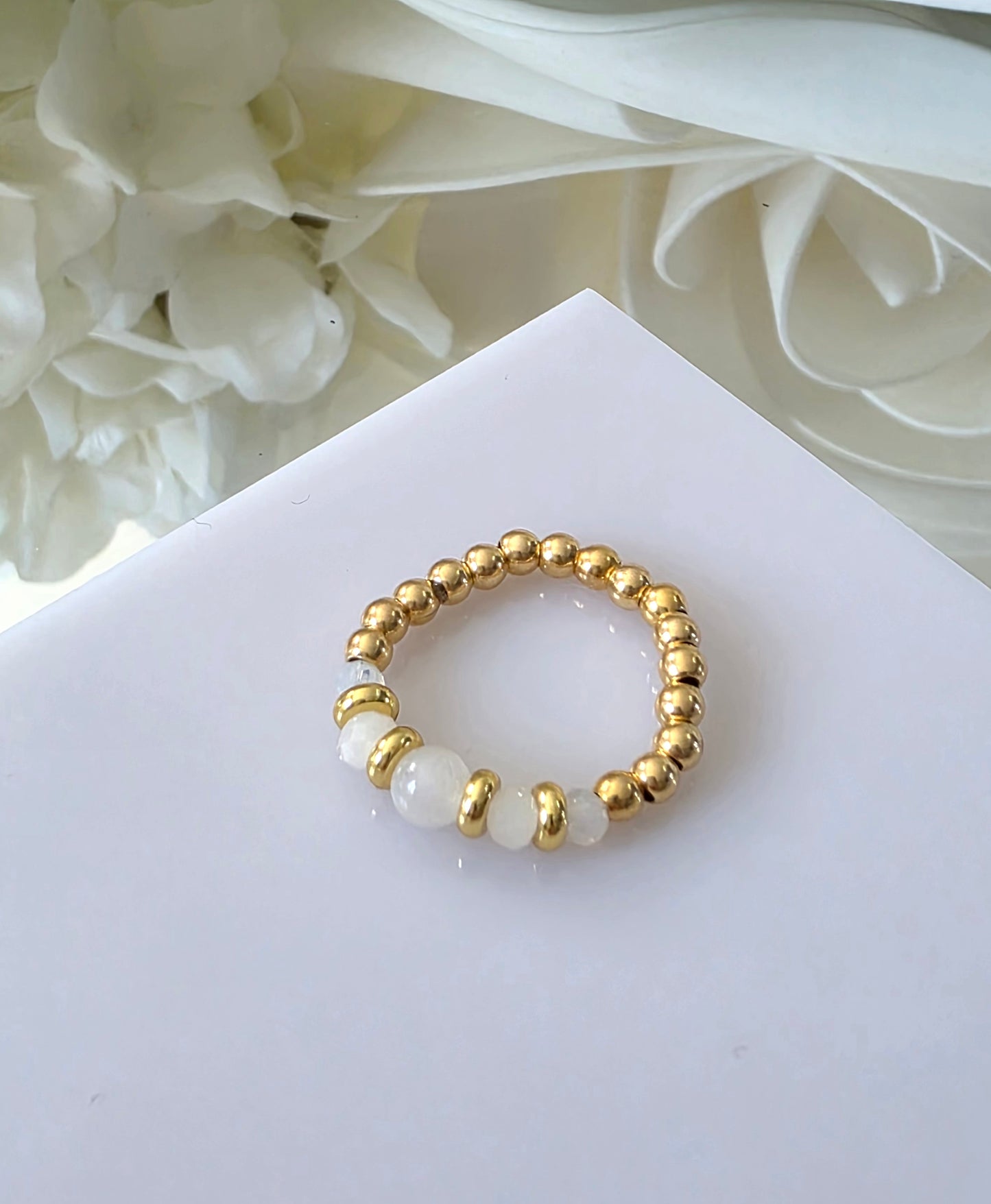 Gold plated silver ring with fine stone | OFELI
