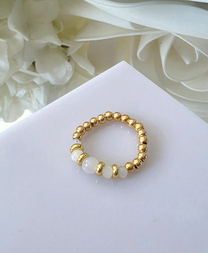 Gold plated silver ring with fine stone | OFELI
