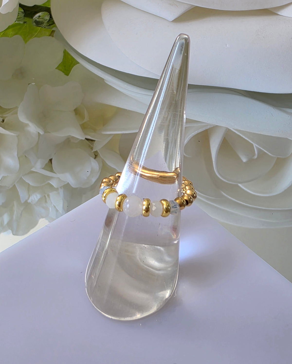 Gold plated silver ring with fine stone | OFELI