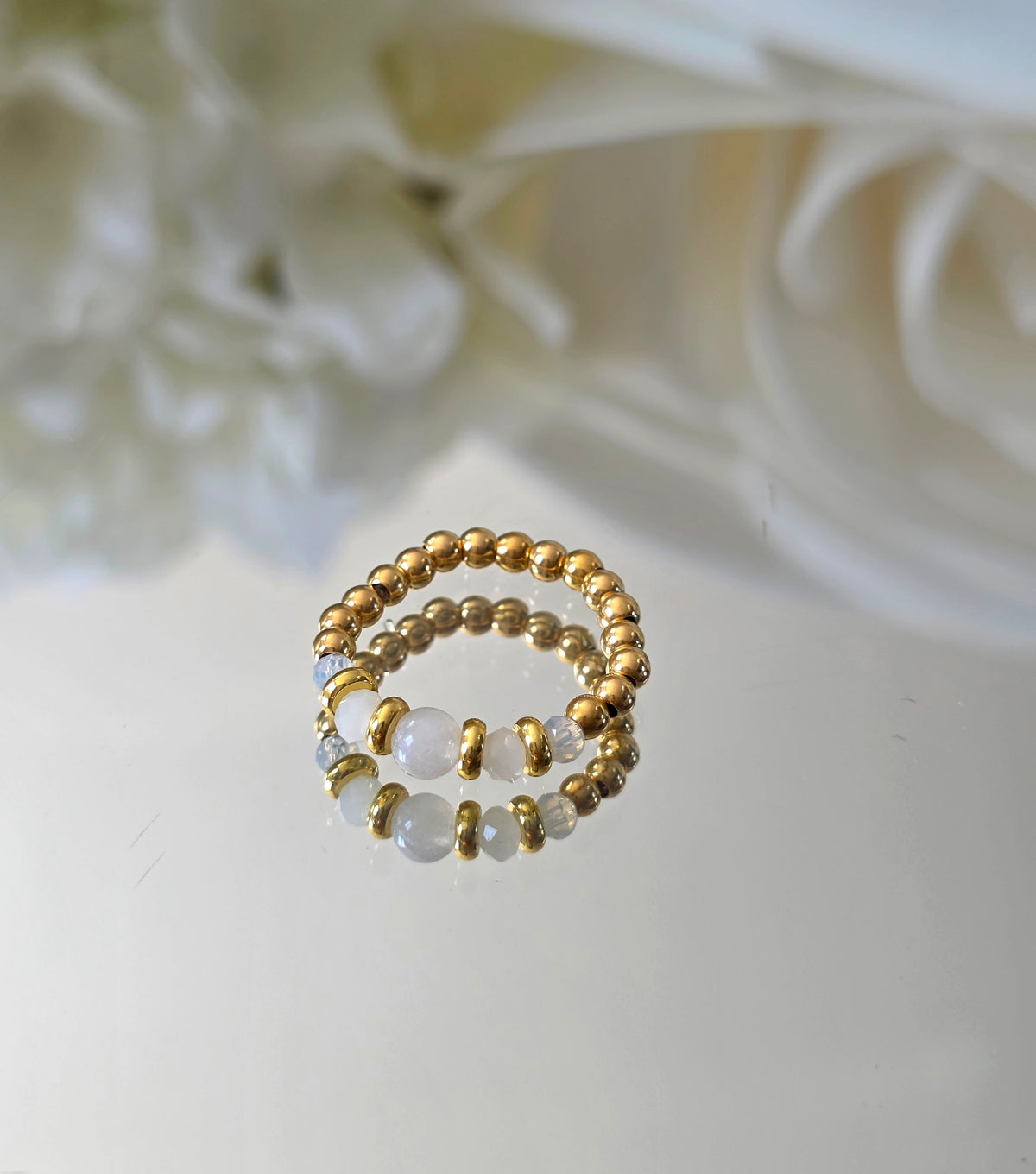 Gold plated silver ring with fine stone | OFELI