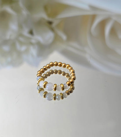 Gold plated silver ring with fine stone | OFELI