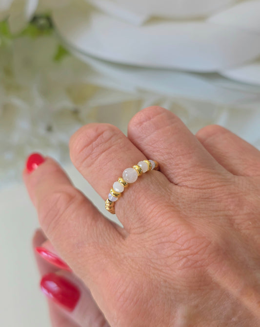 Gold plated silver ring with fine stone | OFELI