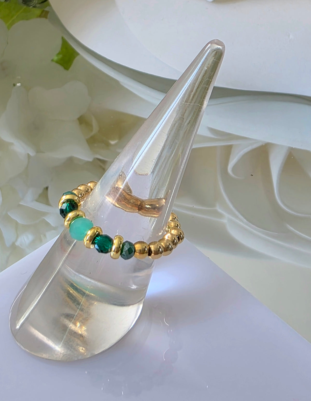Gold plated silver ring with fine stone | OFELI