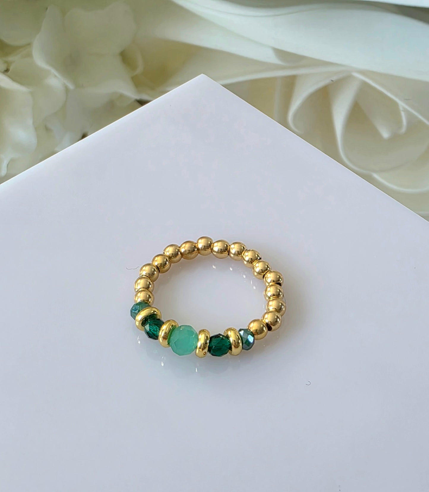 Gold plated silver ring with fine stone | OFELI