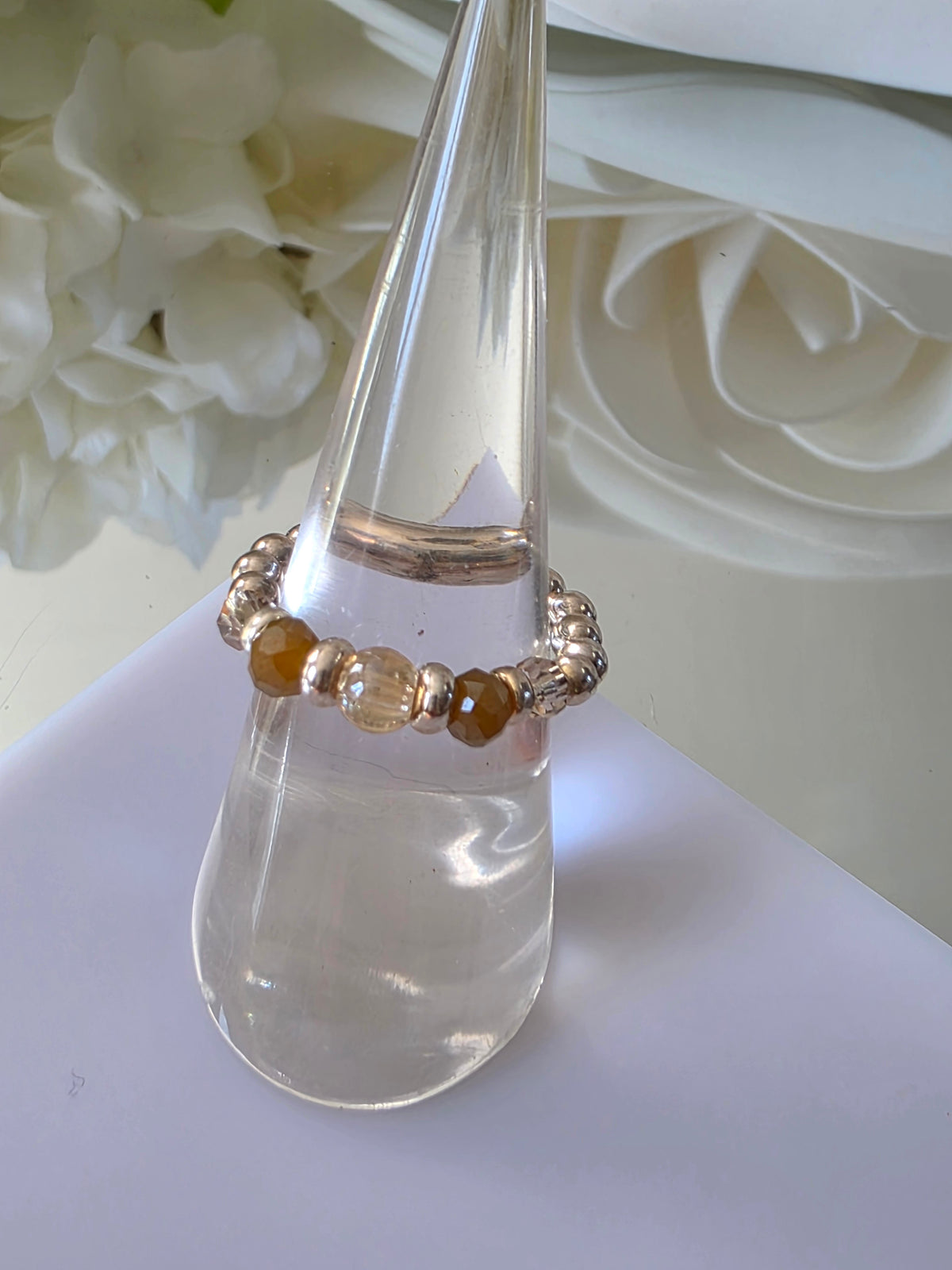 Gold plated silver ring with fine stone | OFELI