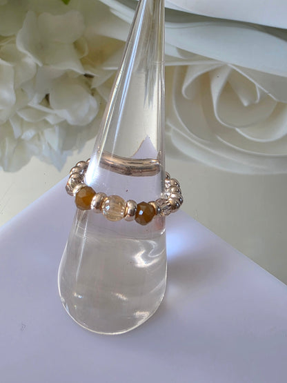 Gold plated silver ring with fine stone | OFELI