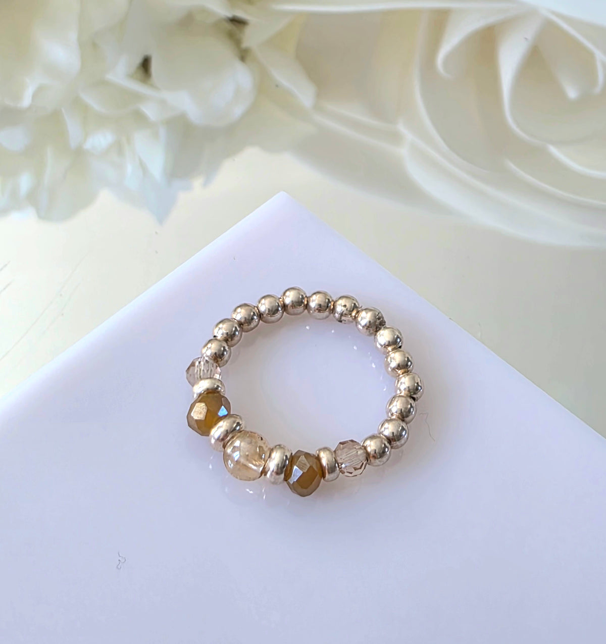 Gold plated silver ring with fine stone | OFELI