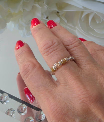 Gold plated silver ring with fine stone | OFELI
