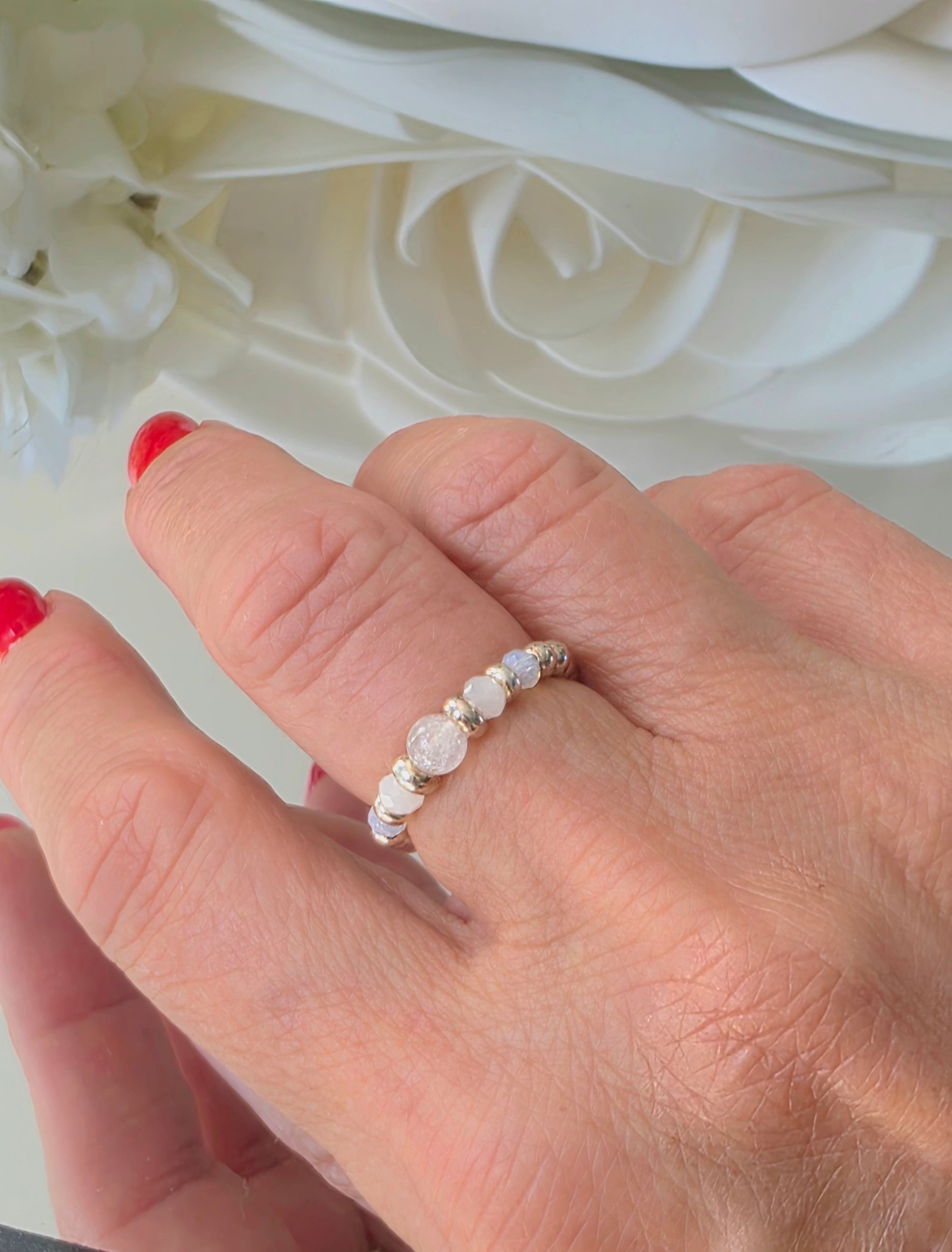 Gold plated silver ring with fine stone | OFELI