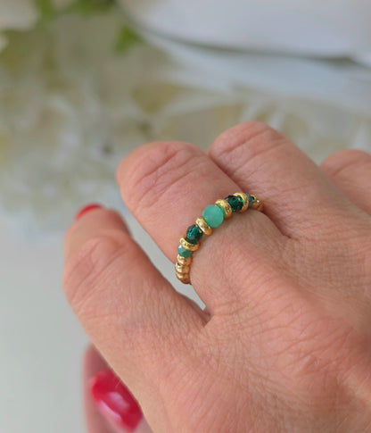 Gold plated silver ring with fine stone | OFELI