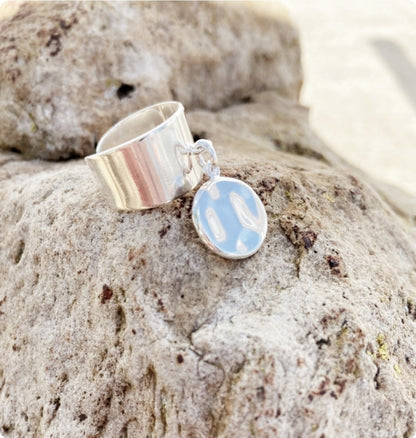 bague médaille martelée en argent 925
