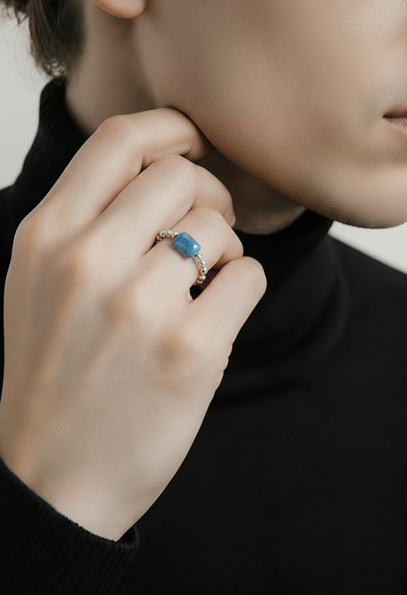 Gold plated silver ring with fine stone | OFELI