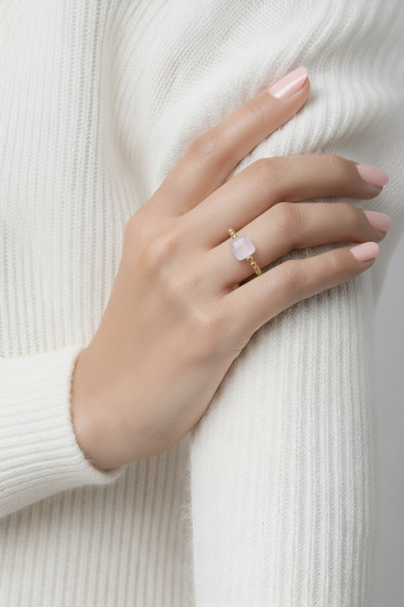 Silver ring with fine stone | OFELI 